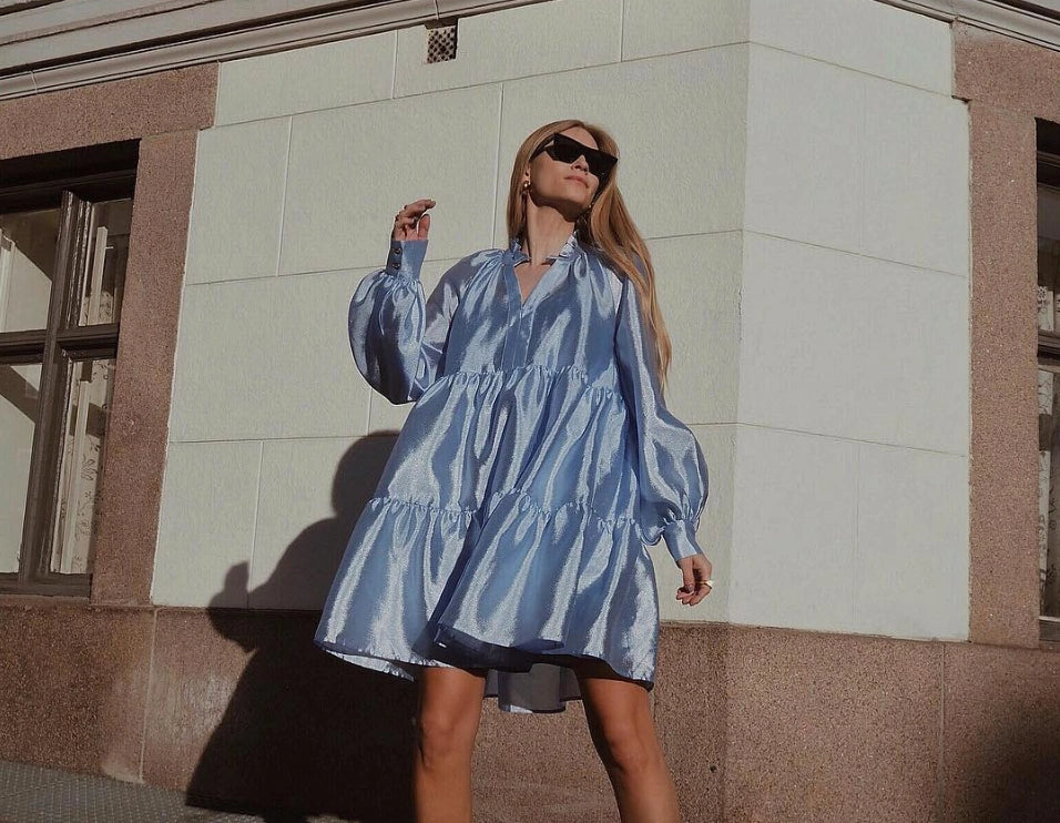 Stine Goya Blue Tiered Dress