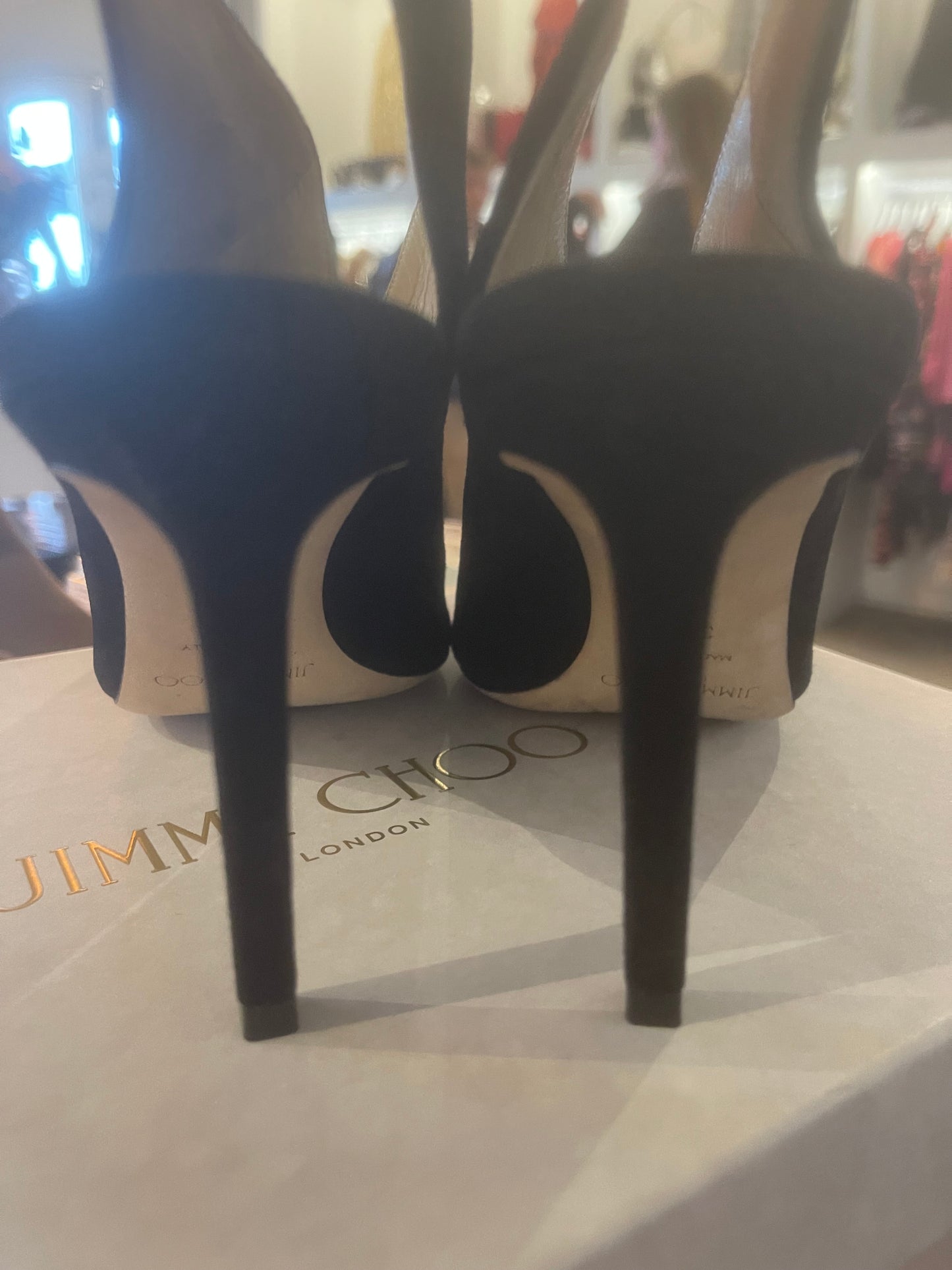 Jimmy Choo Shar 85 Black Suede Heels