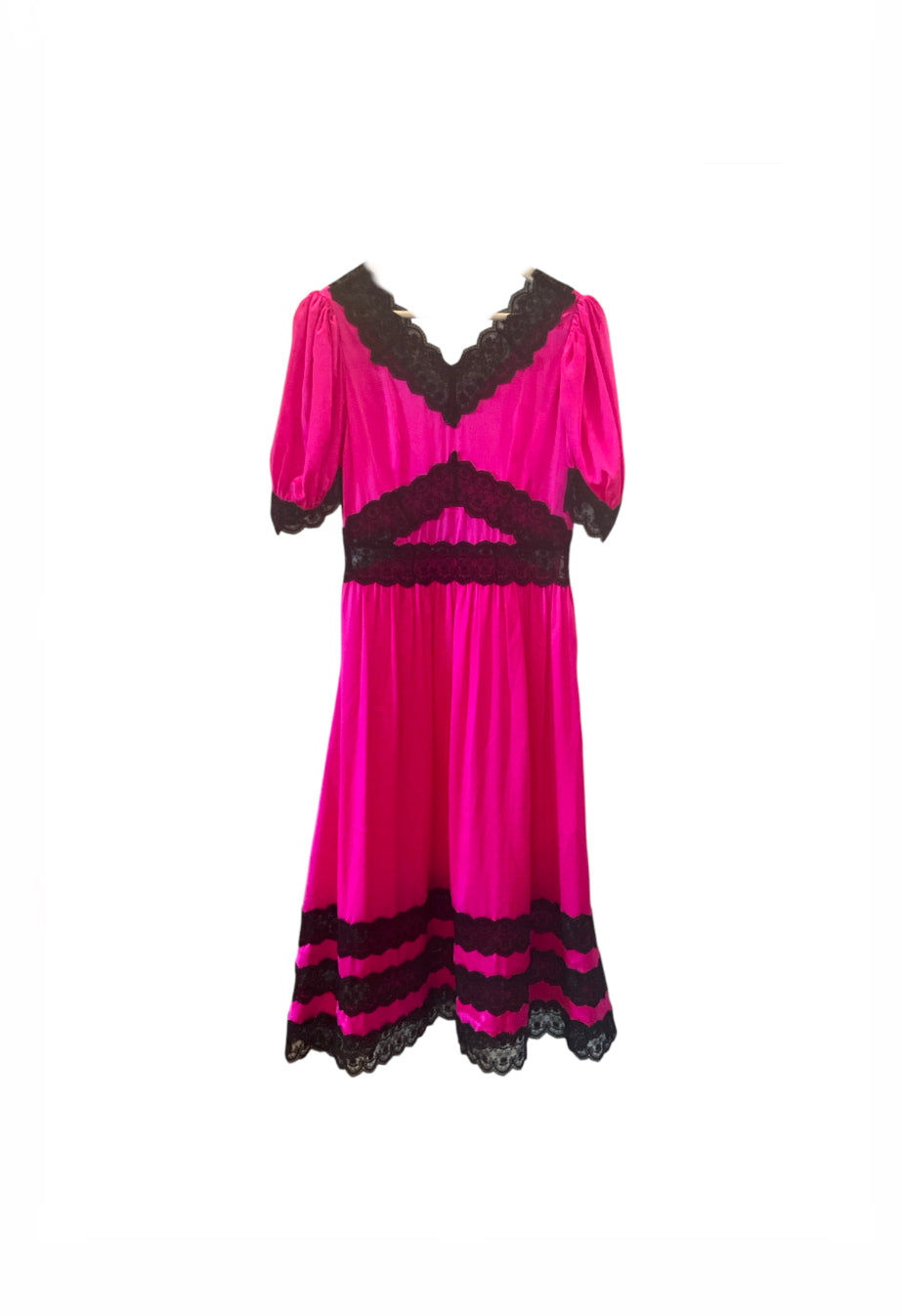 Shrimps Pink and Black Lace Silk Dress