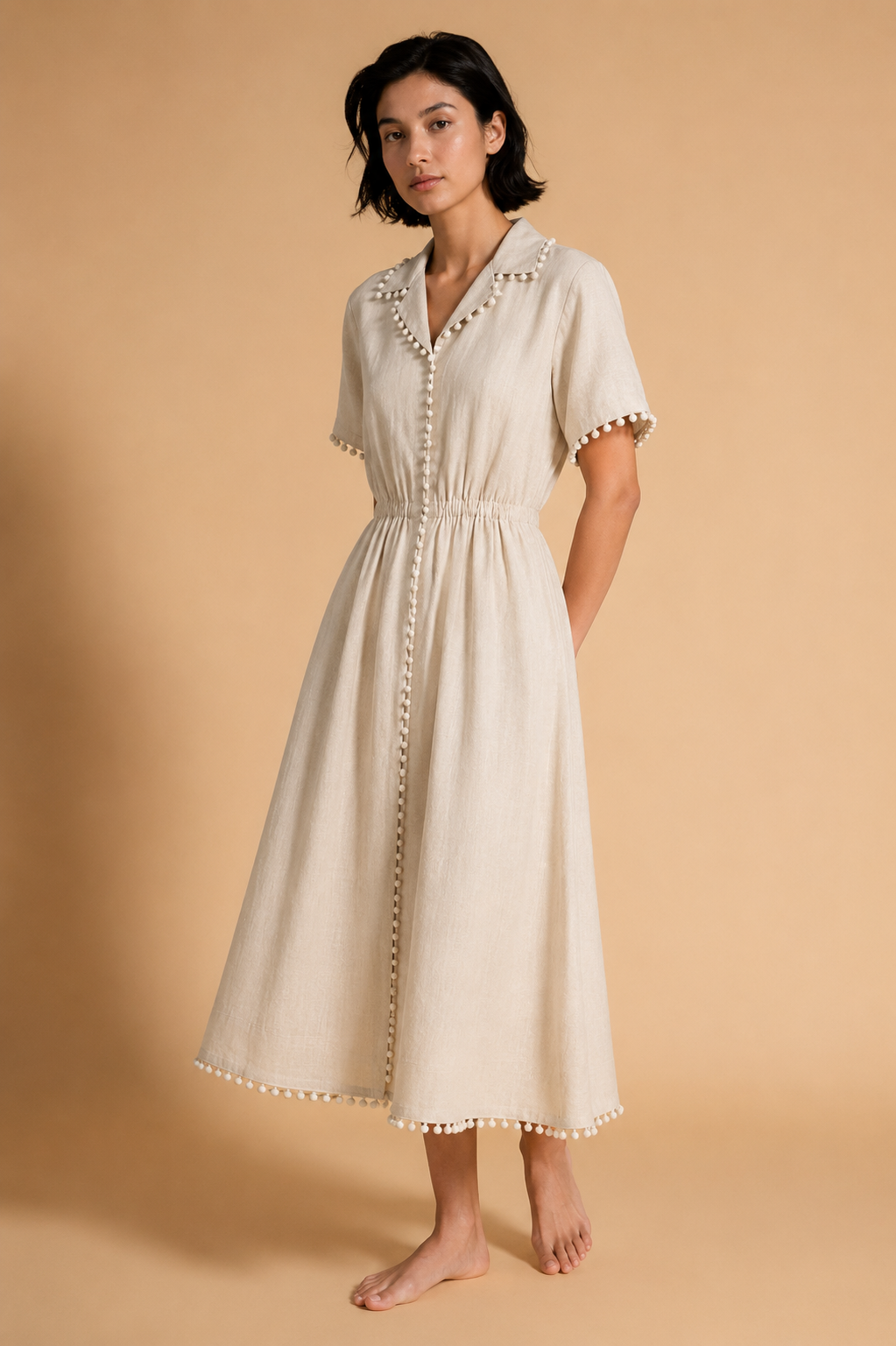 Rosie Assoulin Hemp Pearl Detail Dress