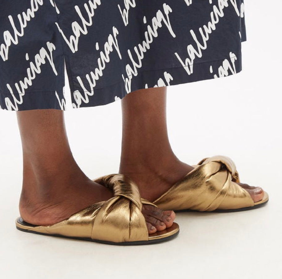 Balenciaga Gold Drappy Sandals