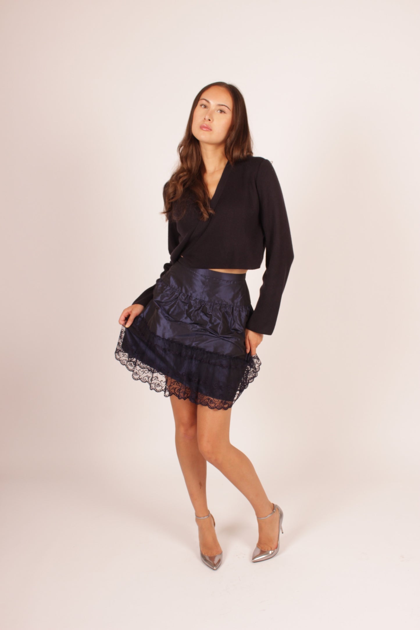 Vintage Chanel Lace and Taffeta Skirt