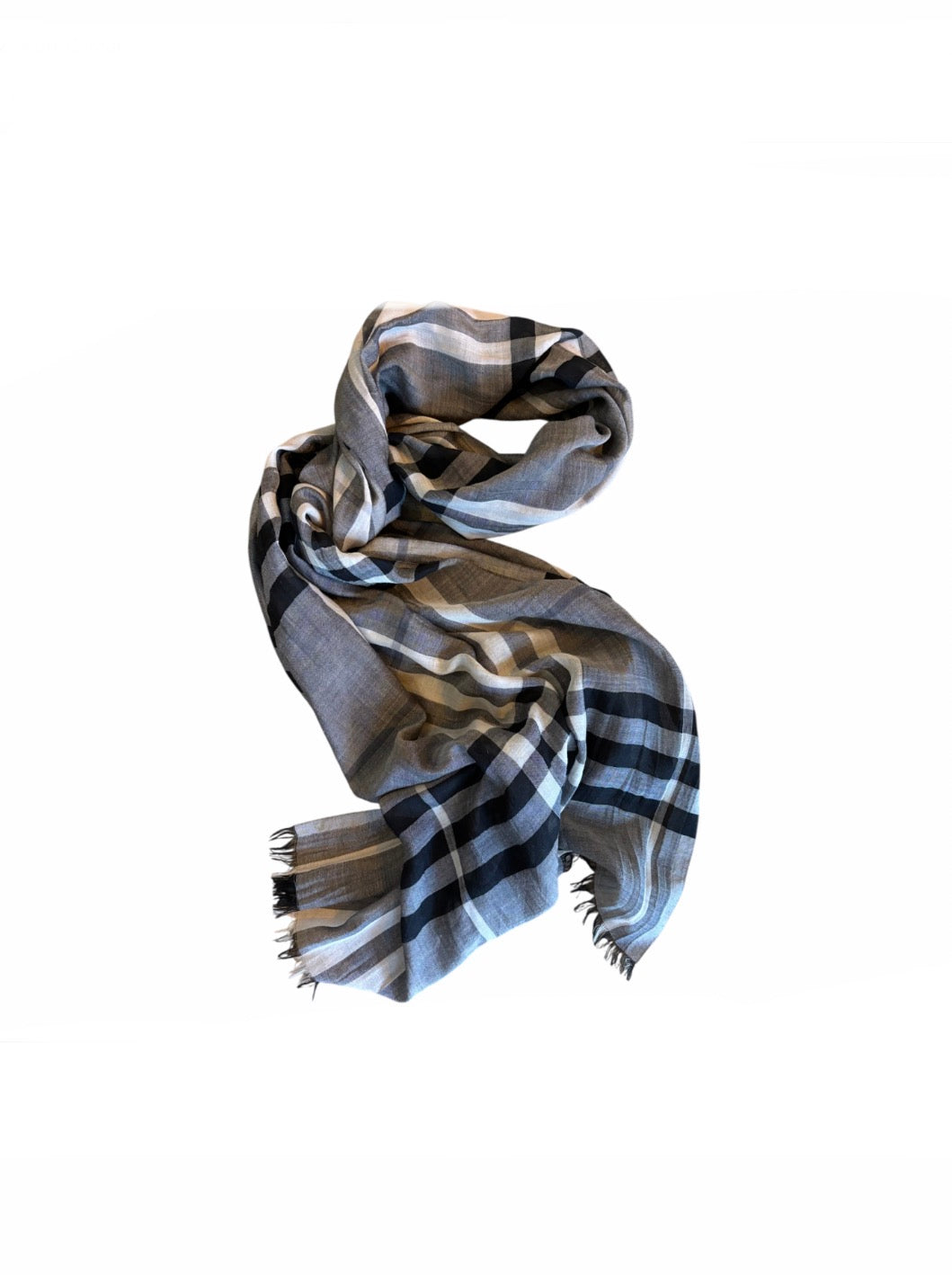 Burberry Black Cream Check Cotton/Silk Scarf