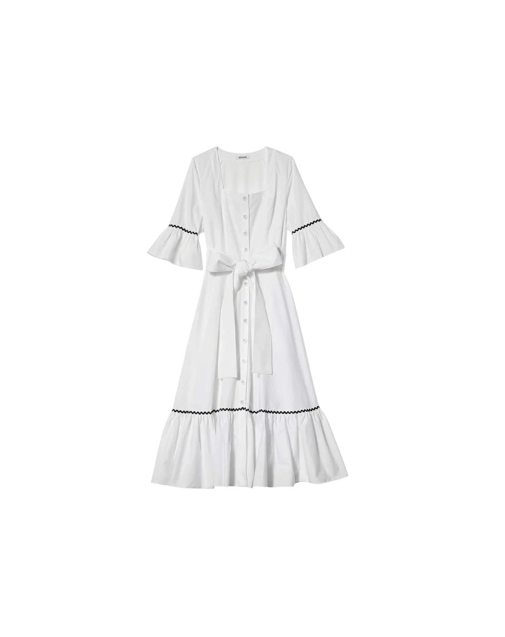 Batsheva White Cotton Ric Rac Dress