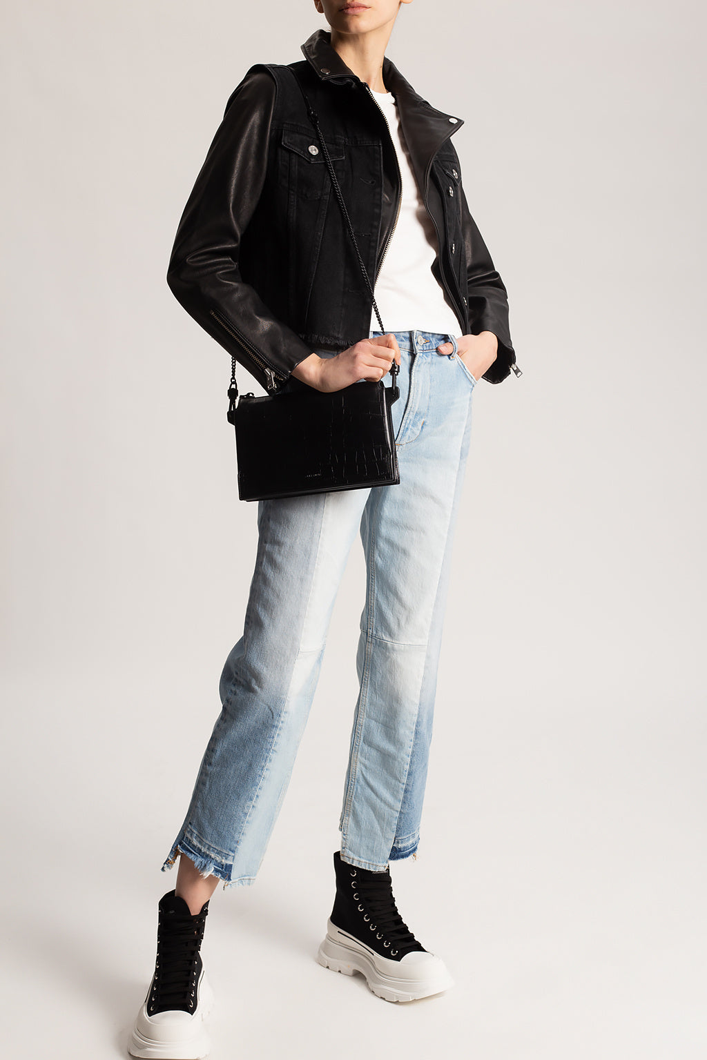 All Saints Zayn Denim/Leather Jacket