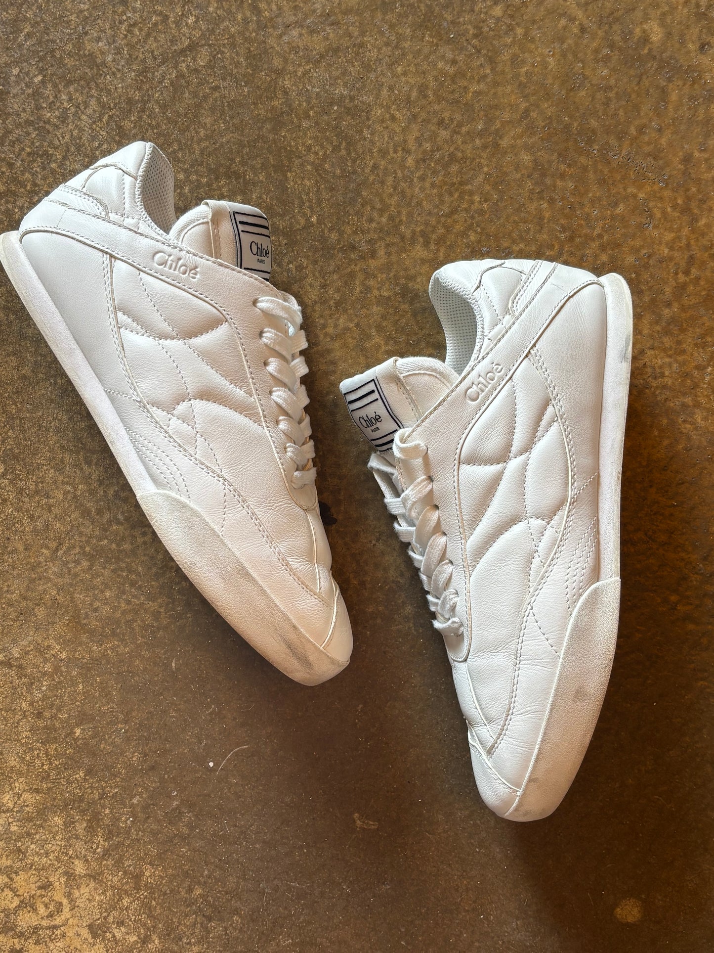 Chloe Trainers Kick Low White Leather Trainers