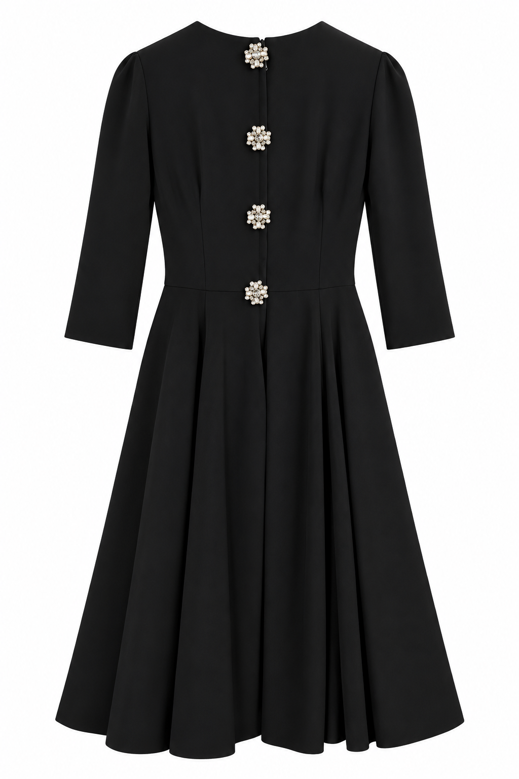 Dolce & Gabbana Crystal Button Black Dress