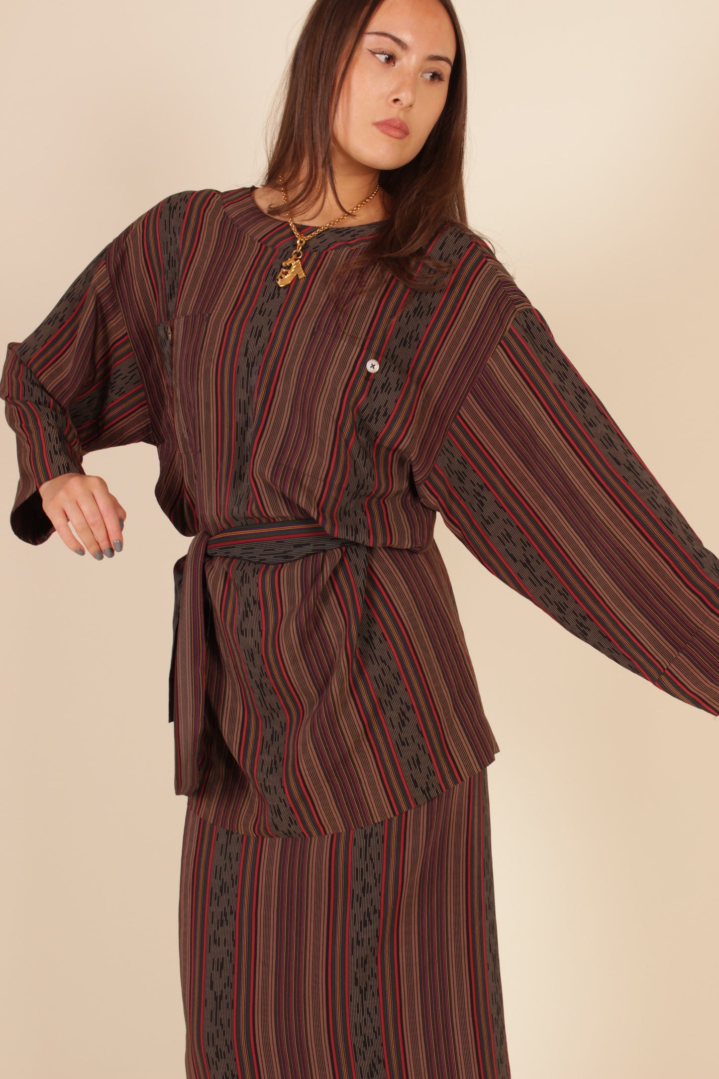 Vintage Chloe Striped Silk Two Piece