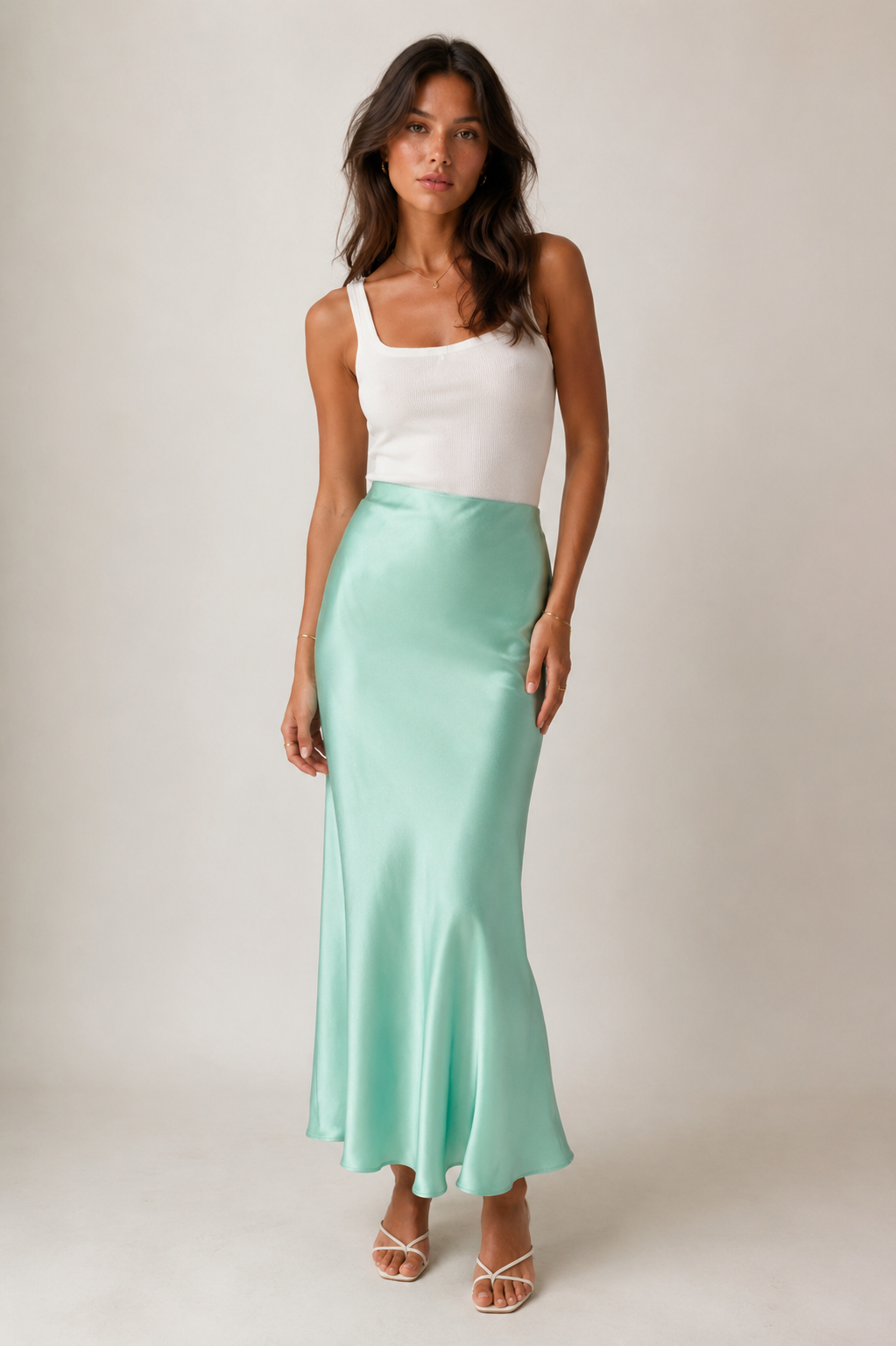 Rixo Mint Satin Skirt - nwt