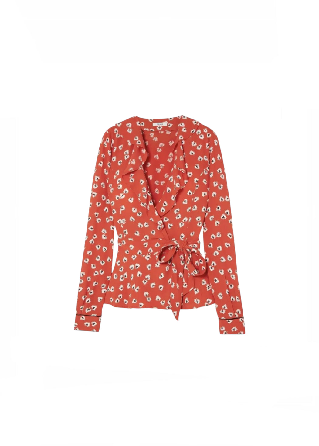 Ganni Floral Wrap Top