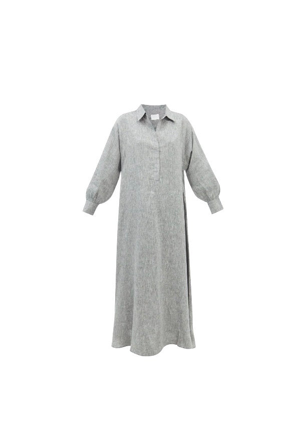 Asceno Organic linen Maxi Shirt Dress