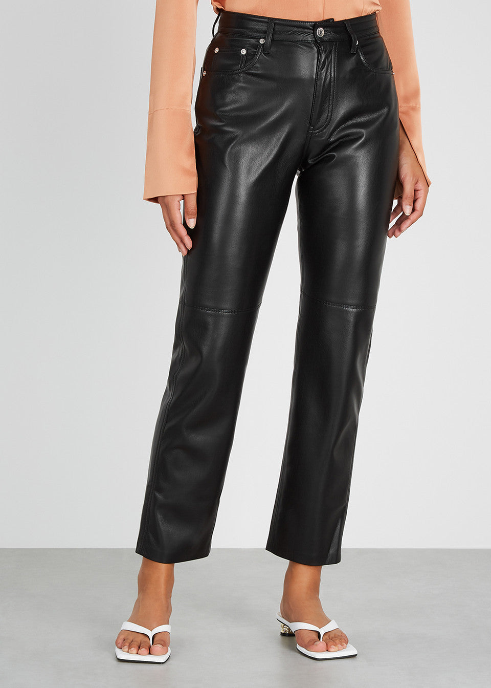 Nanushka Vinni Black Faux Leather Trousers