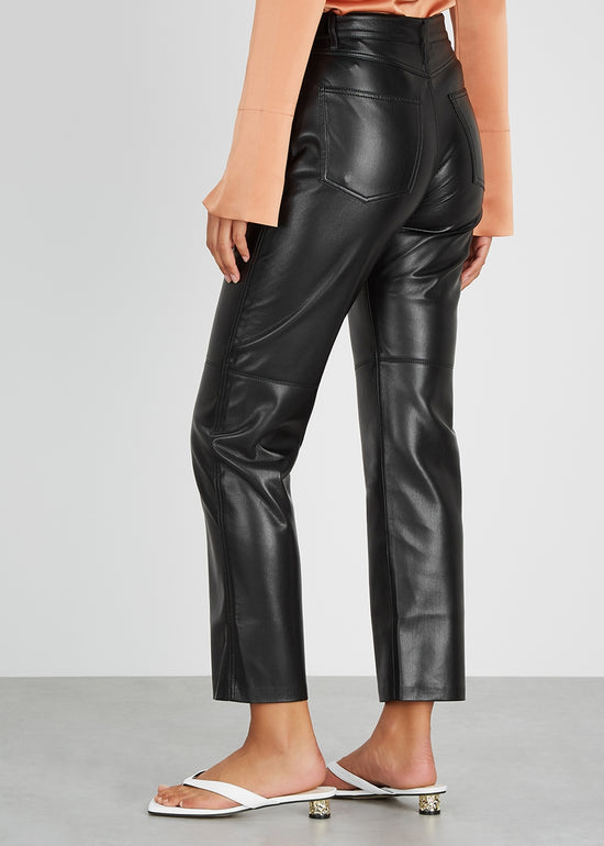 Nanushka Vinni Black Faux Leather Trousers