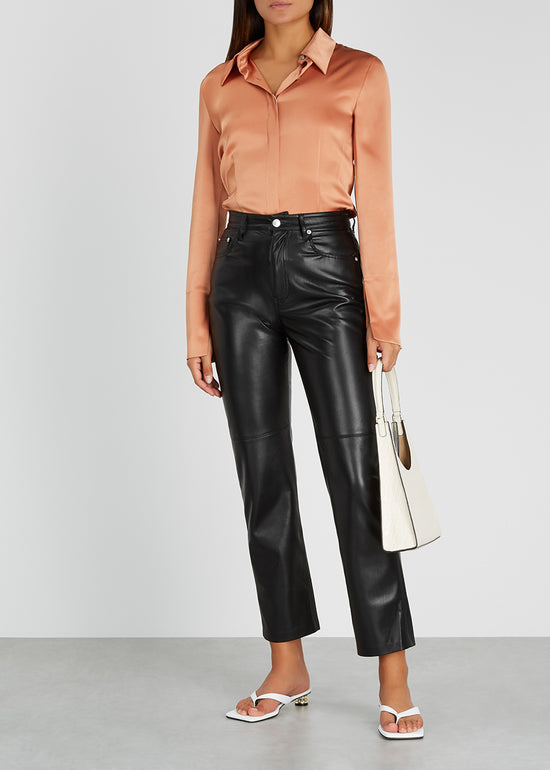 Nanushka Vinni Black Faux Leather Trousers