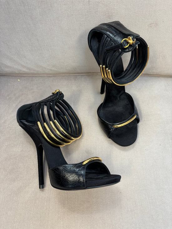 Giuseppe Zanotti Black and Gold Heels