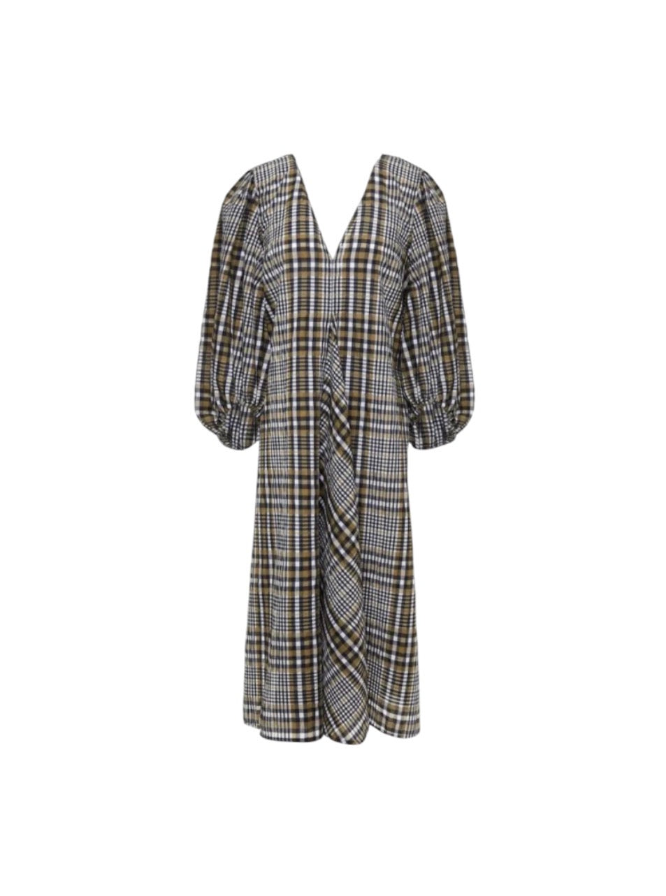 Ganni Seersucker Checked Dress