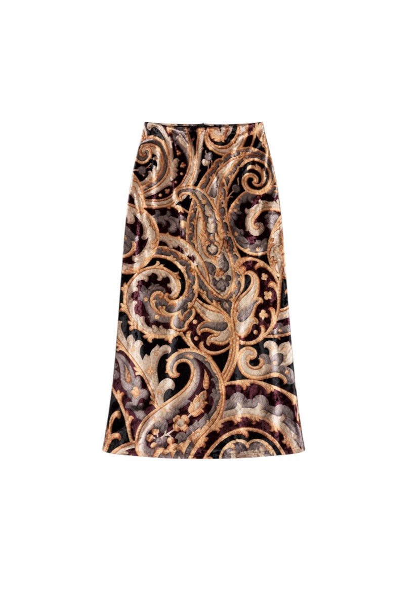 Etro Velvet Paisley Maxi Skirt