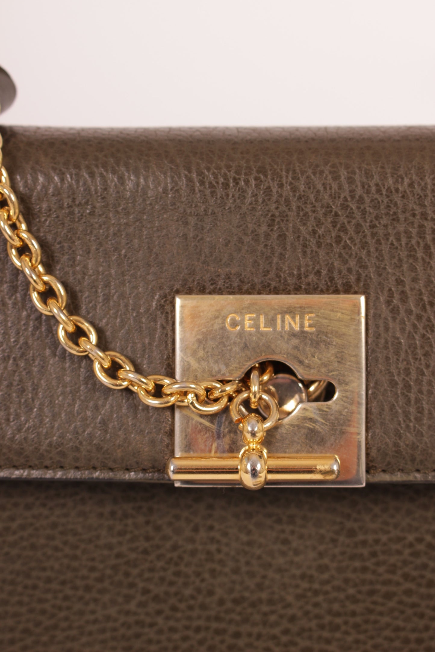 Vintage Celine Kelly Top Handle Bag in Military Green