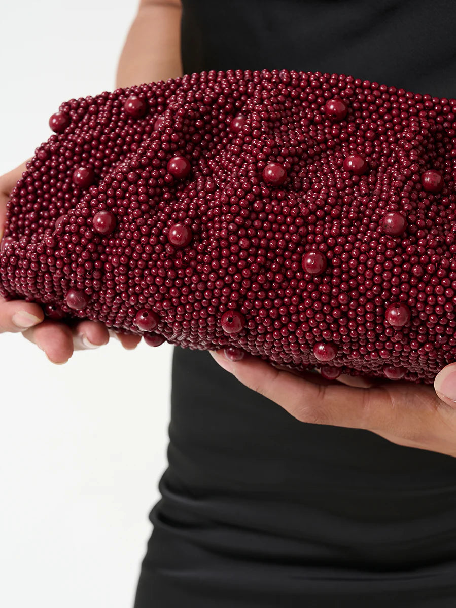 Gestuz Wine Beaded Bag