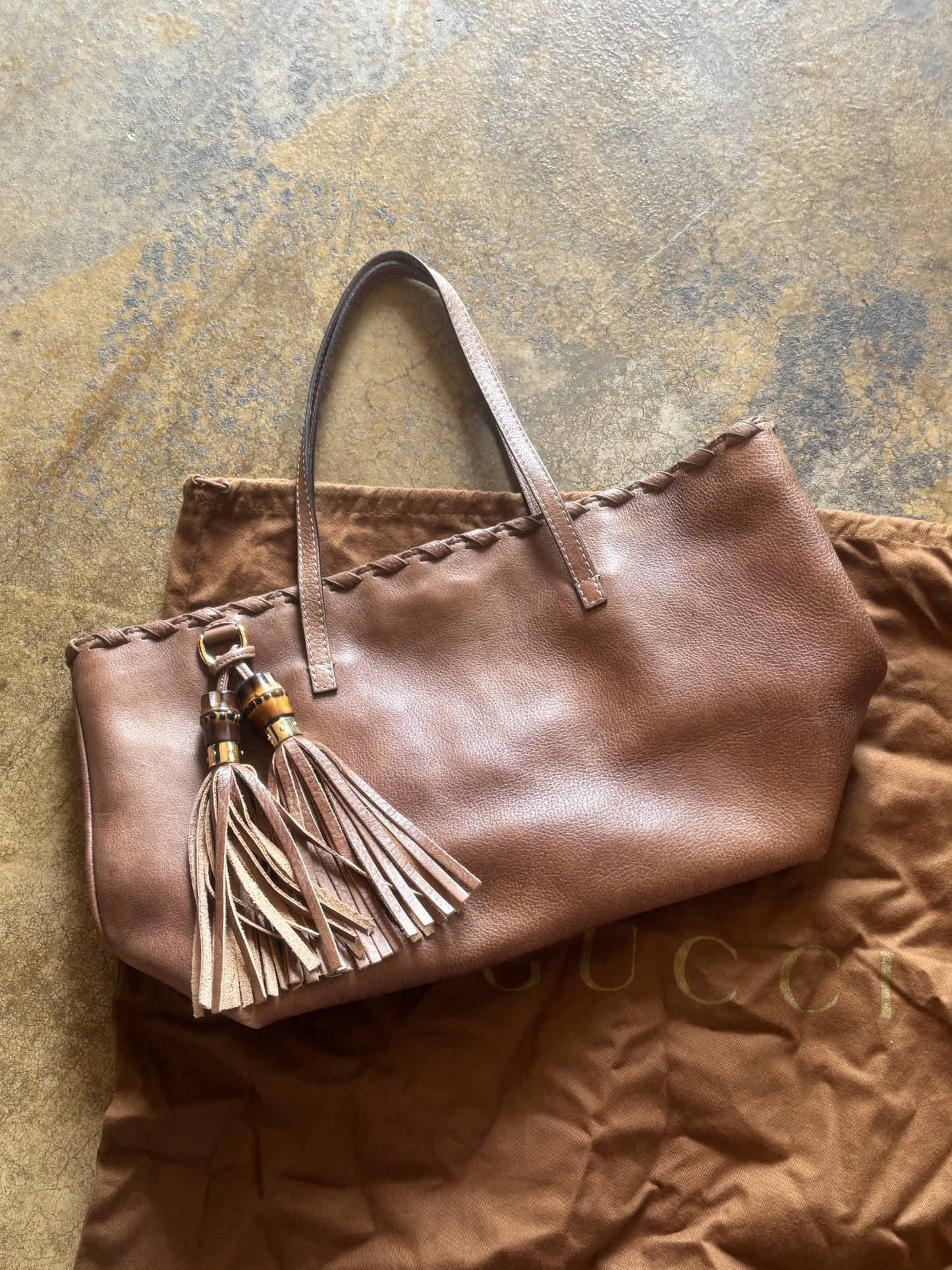 Gucci Brown Leather Tassel Bag