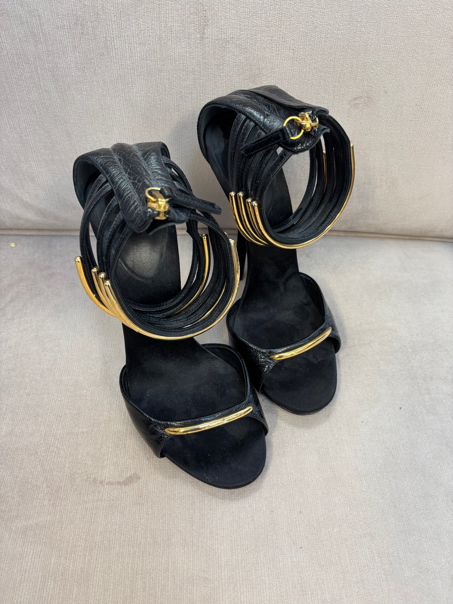 Giuseppe Zanotti Black and Gold Heels