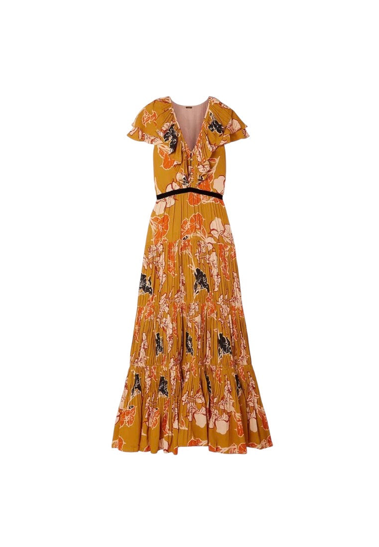 Johanne Ortiz Chiffon Pleated Maxi Dress - nwt