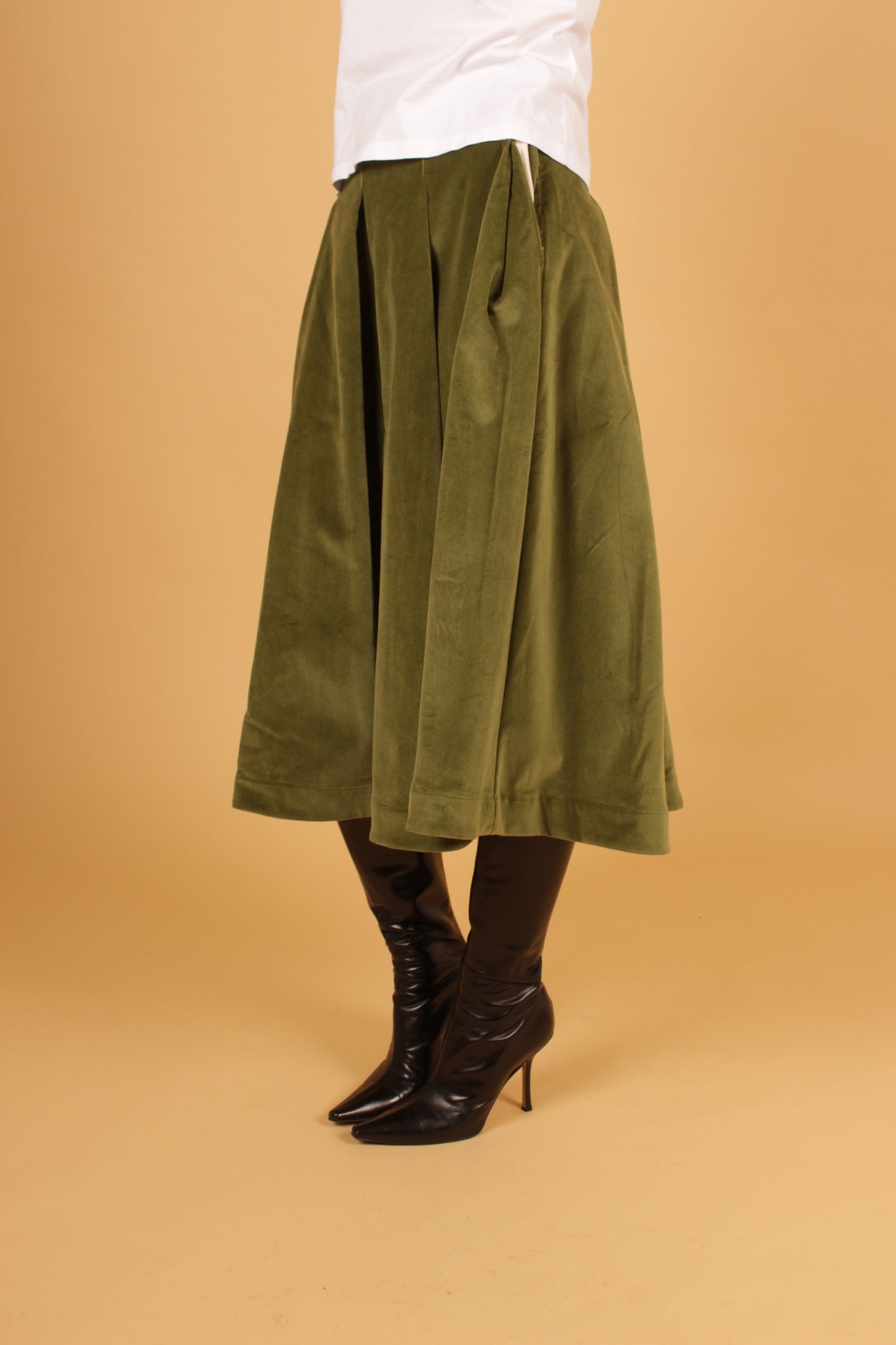 Cawley Green Velvet Skirt