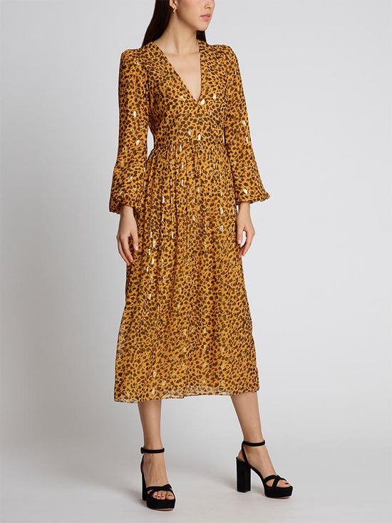 Saloni Leopard and Gold Dress