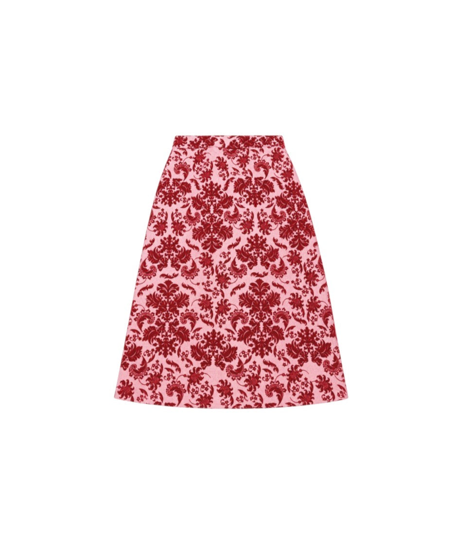 La Veste Pink Red Flocked Skirt