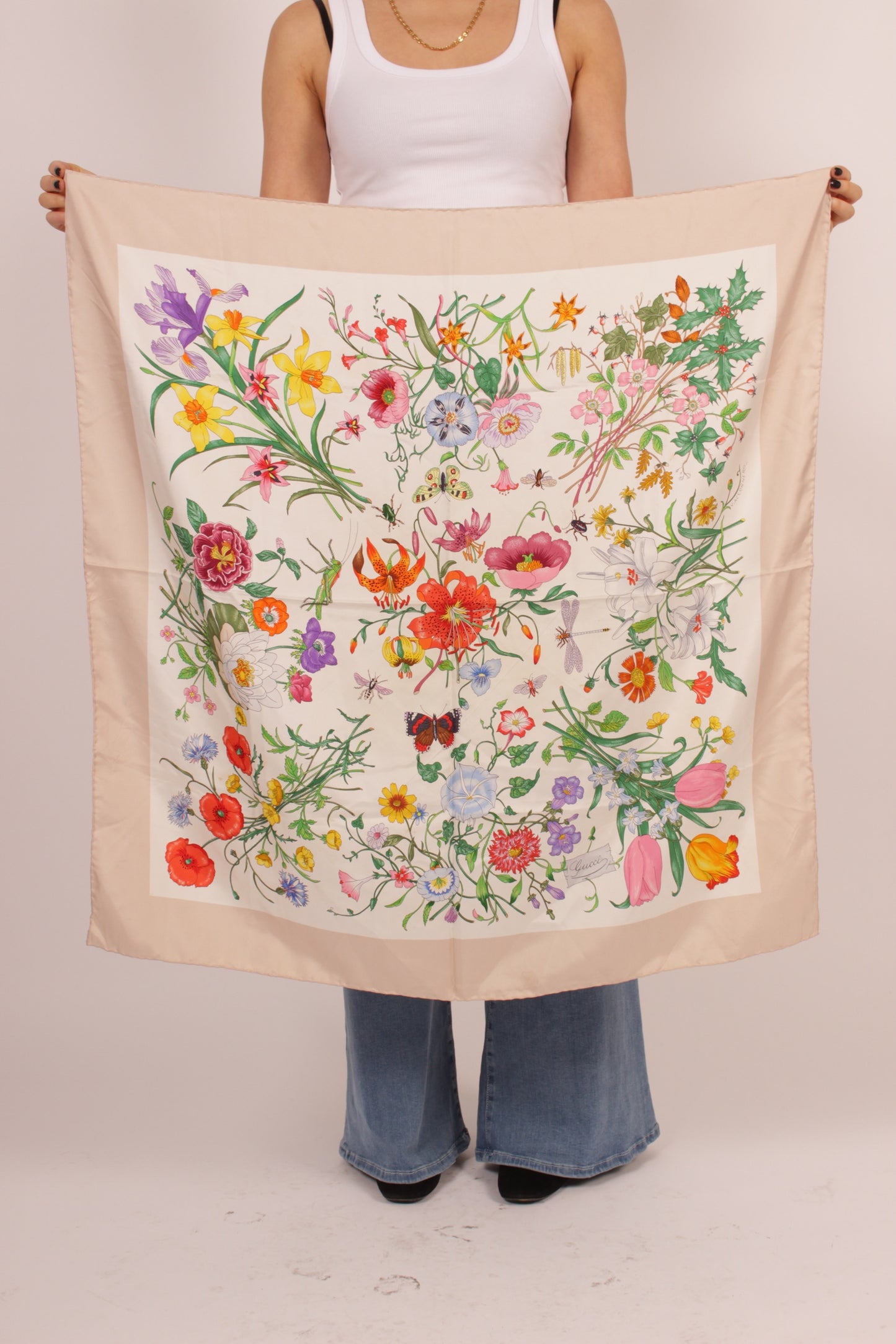 Vintage Gucci Silk Floral Scarf