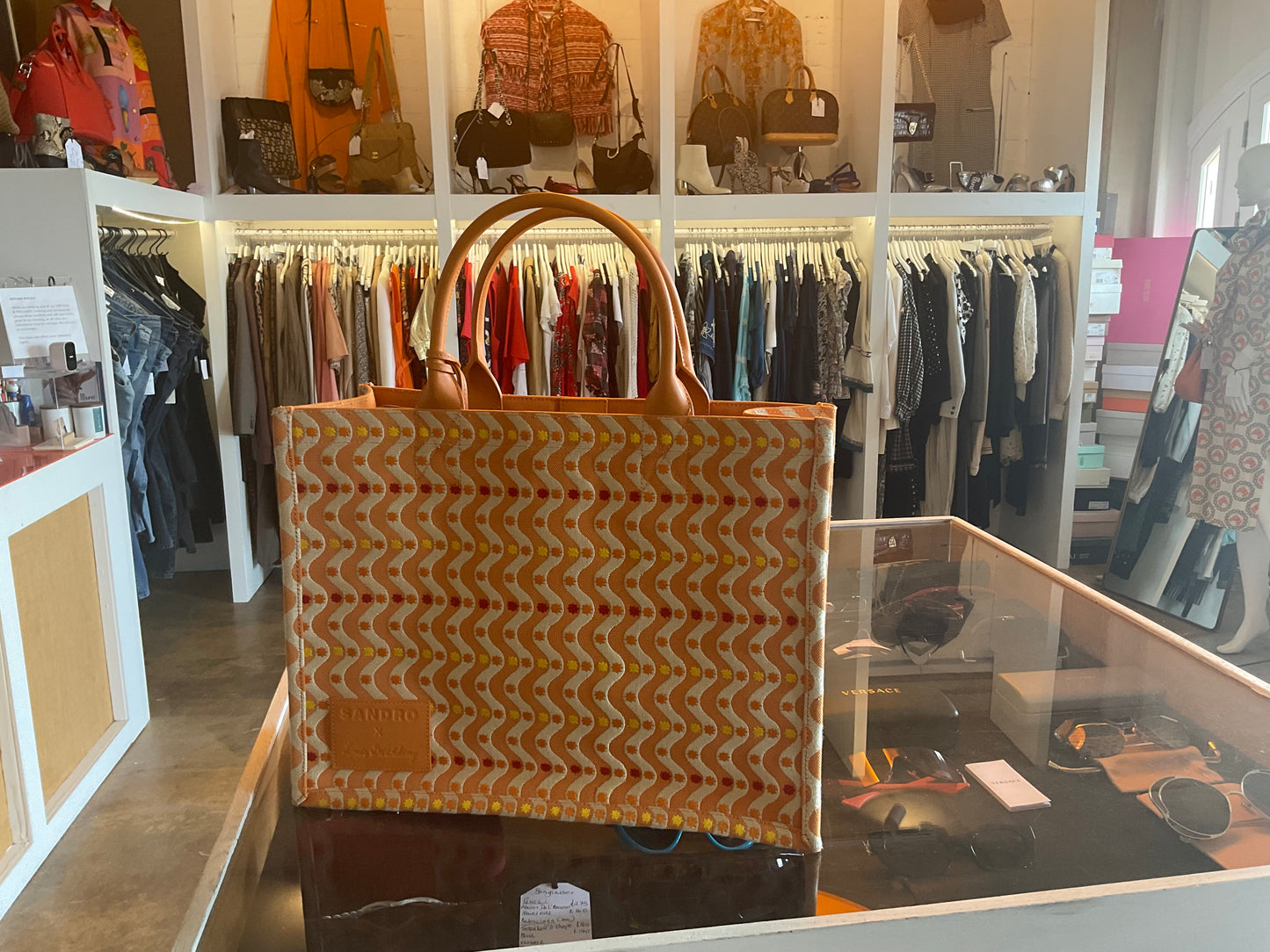 Sandro x Louis Barthelemy Orange Embroidered Kasbah Tote