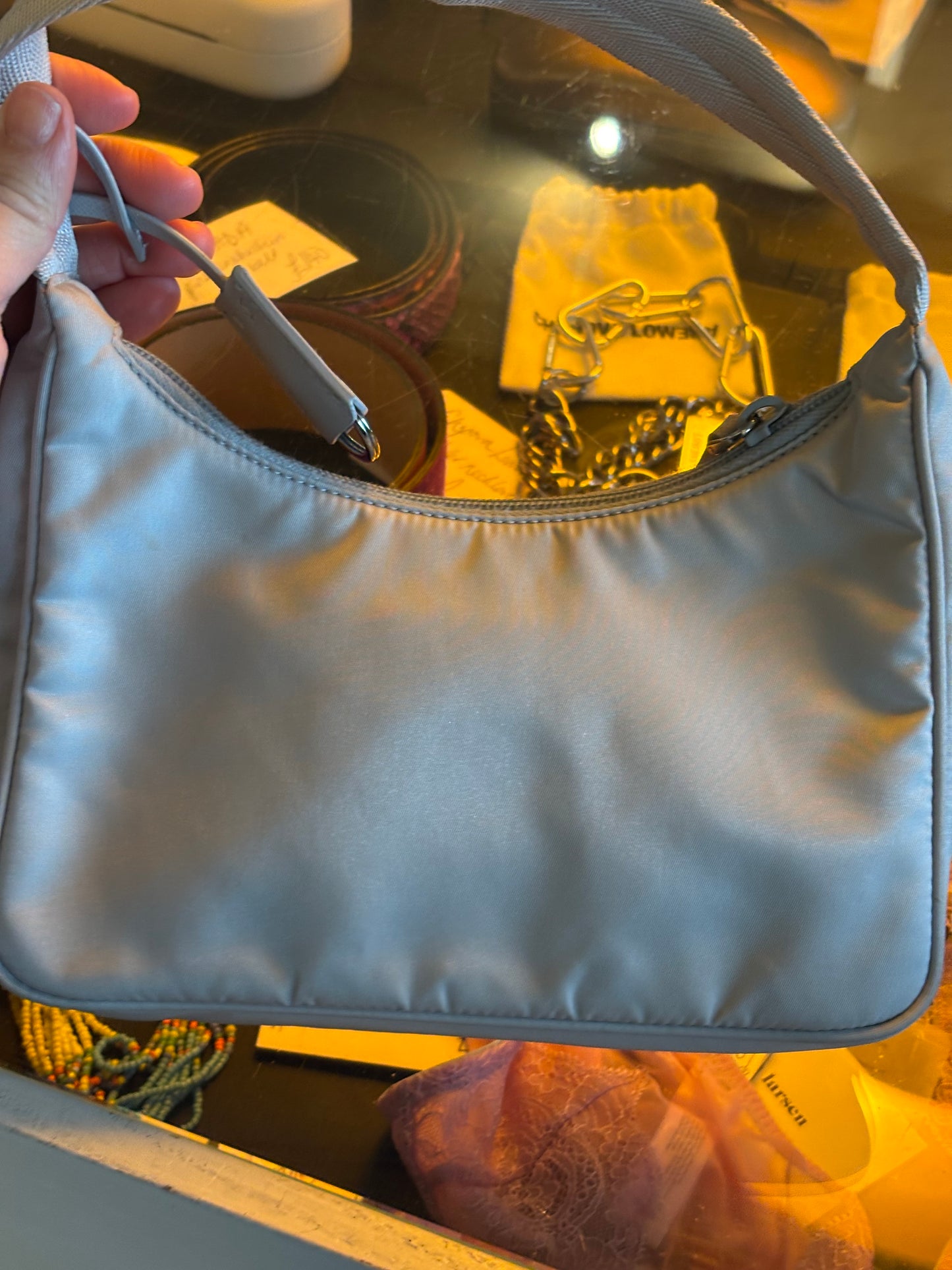 Prada Grey 2005 Re-Edition Nylon Bag