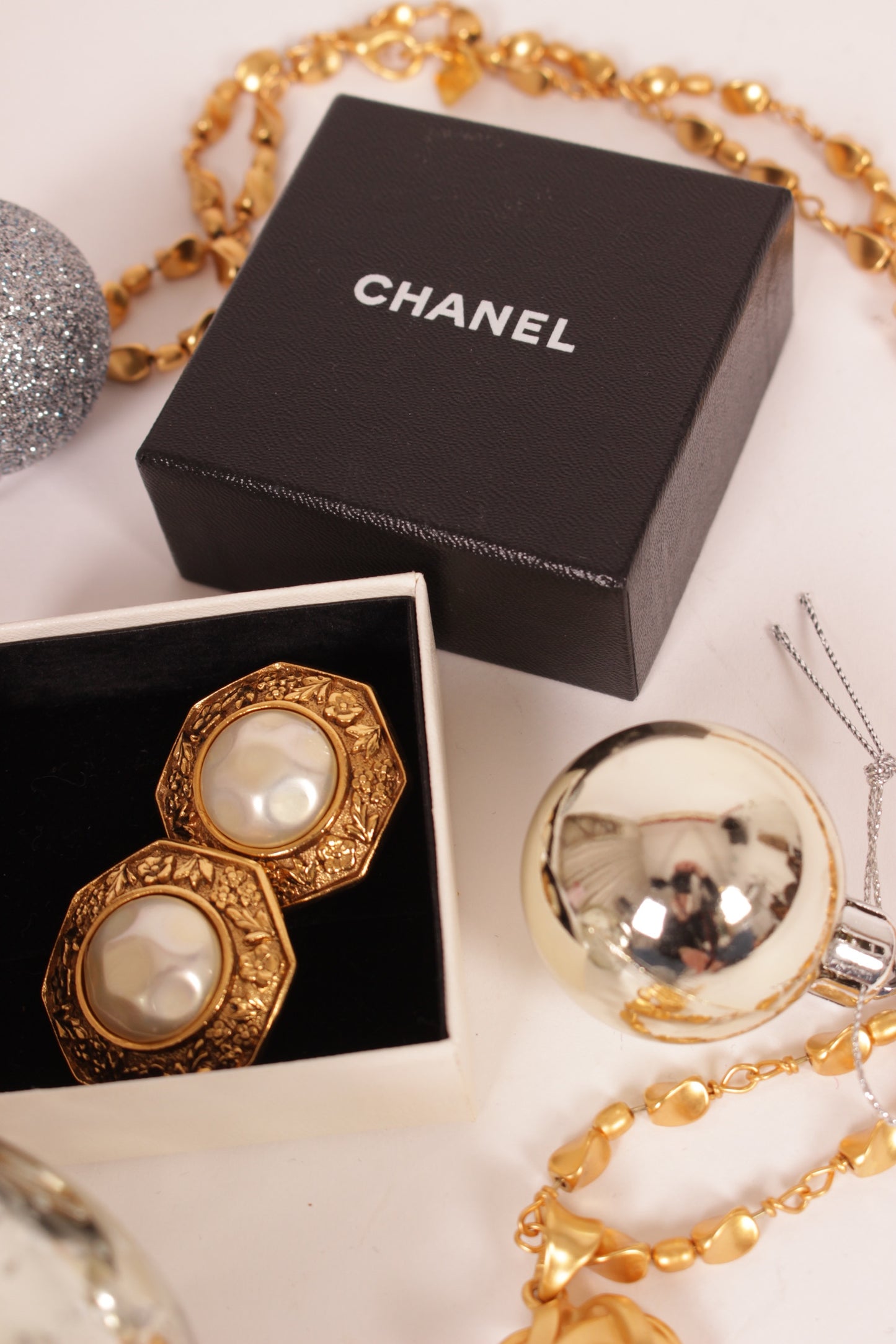 Chanel Pearl Clip On Earrings