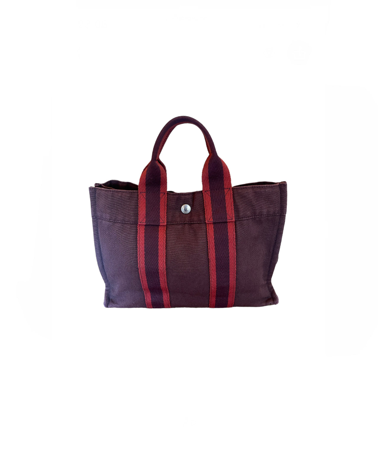 Hermes Dark Red Canvas Small Tote Bag