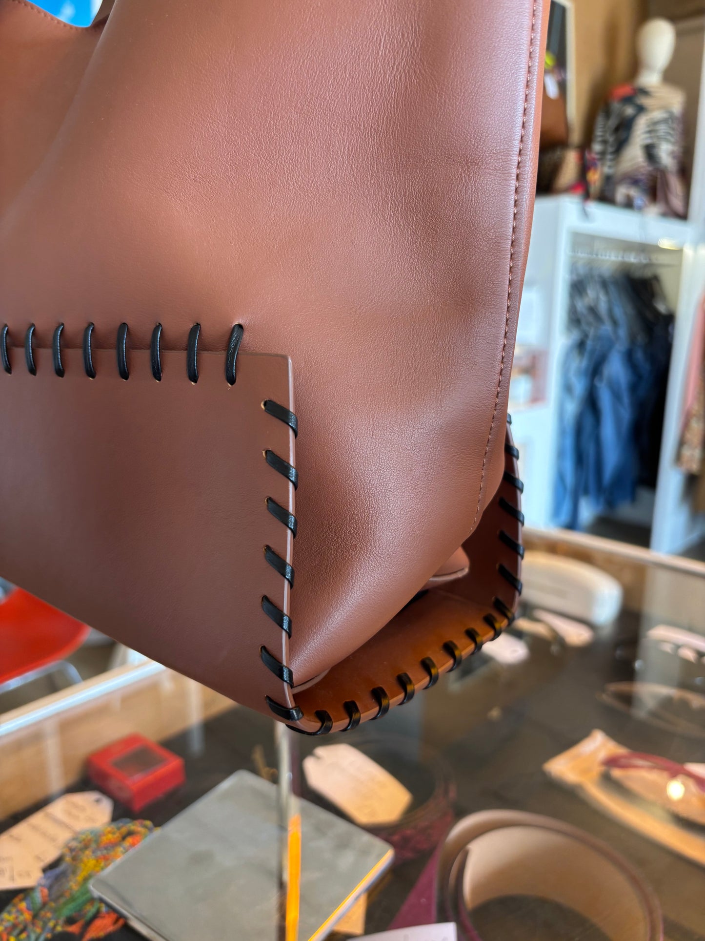 S. Joon Whipstitch Leather Tote Bag - nwt