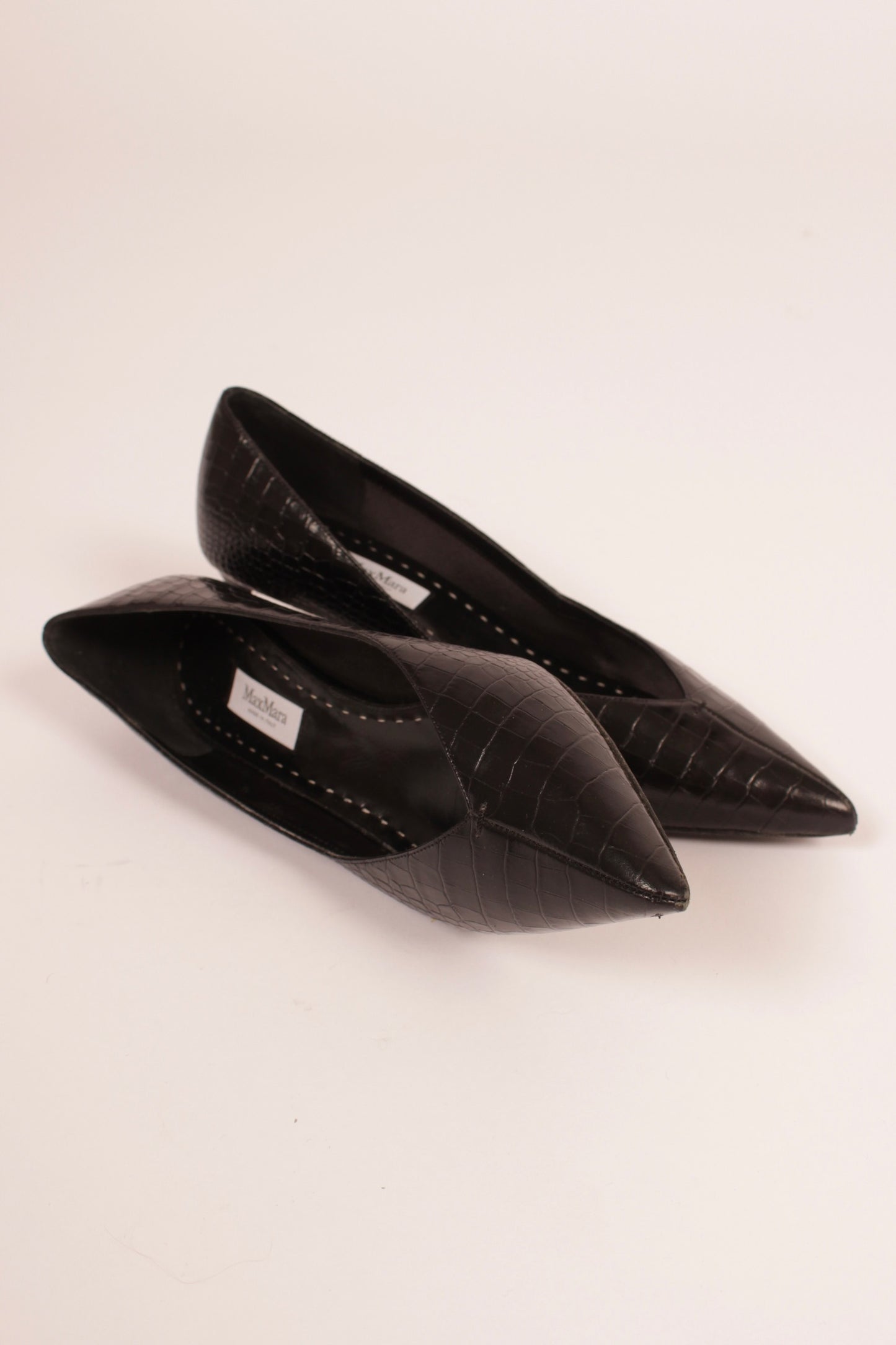 Max Mara Moc Croc Kitten Heels