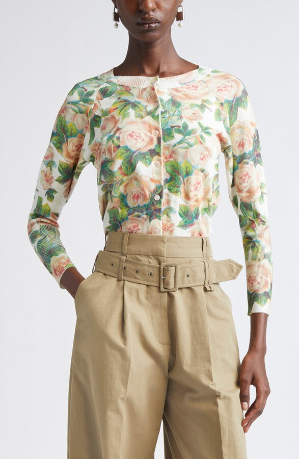 Simone Rocha Rose Print Cardigan