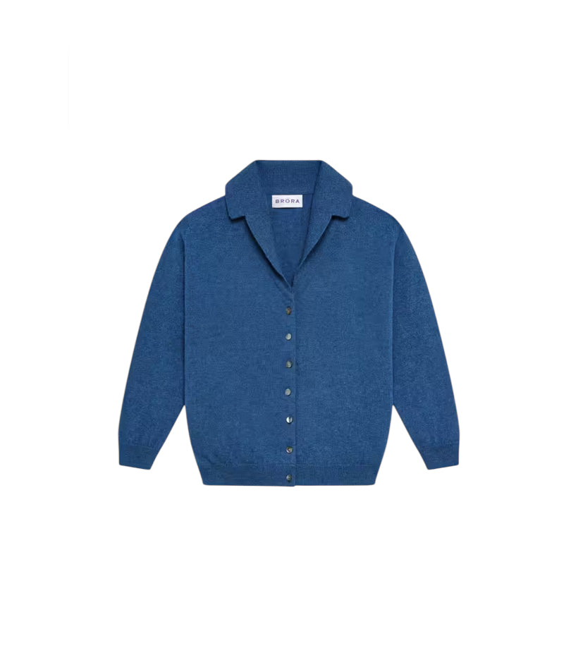 Brora Blue Cashmere Cardigan