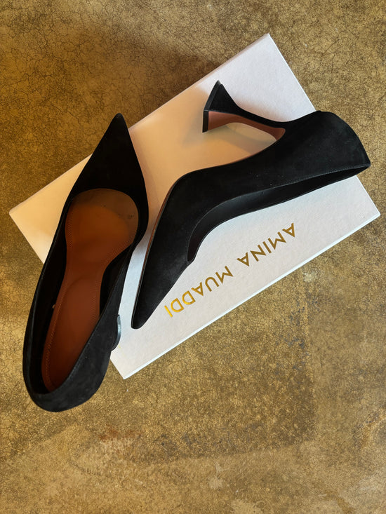 Amina Muaddi Ami 95 Suede Pumps