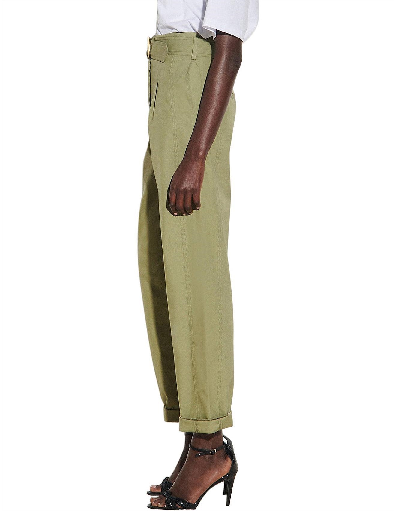 Sandro Khaki Belted Pants