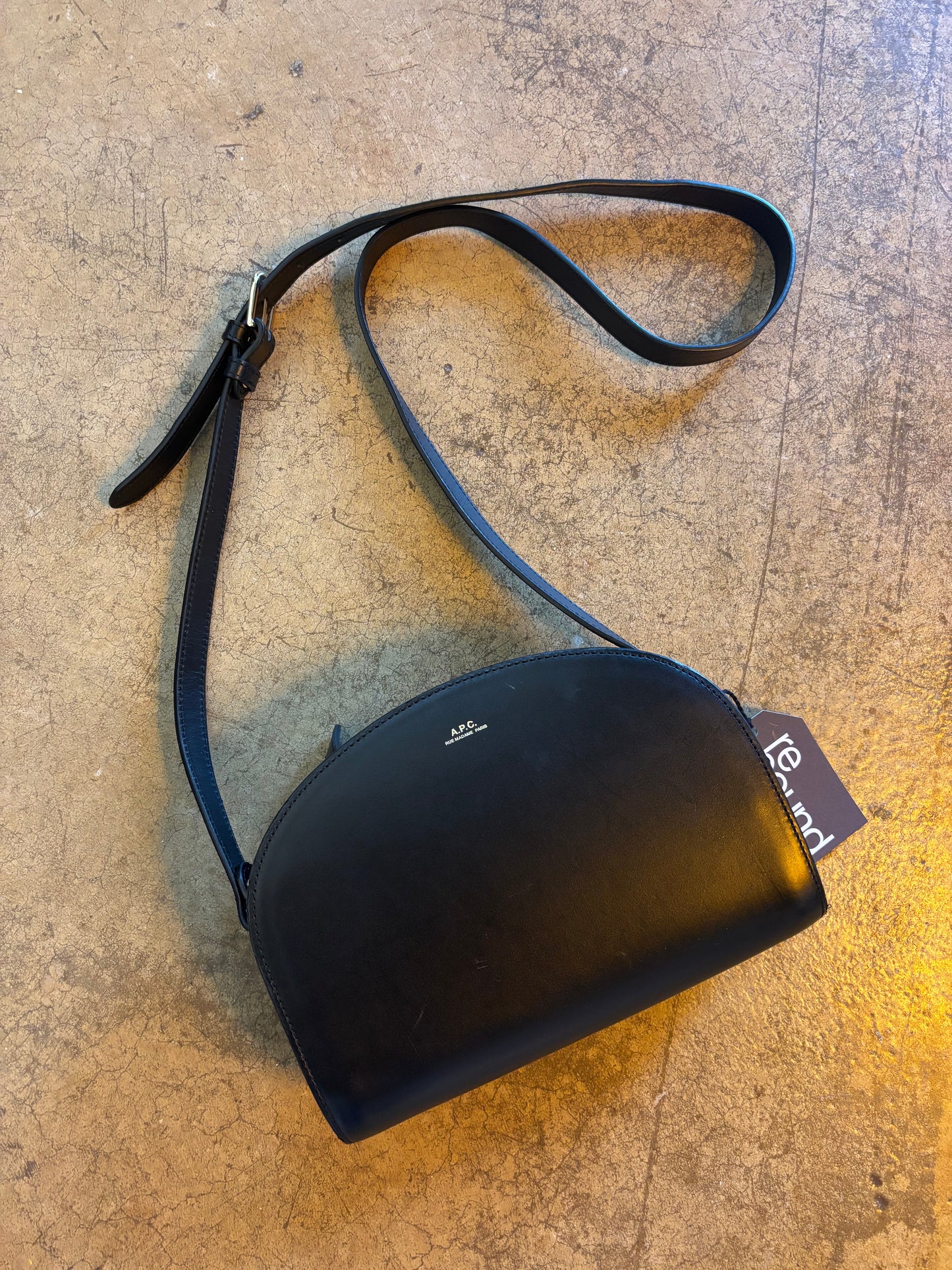 A.P.C Black Leather Demi Lune Bag