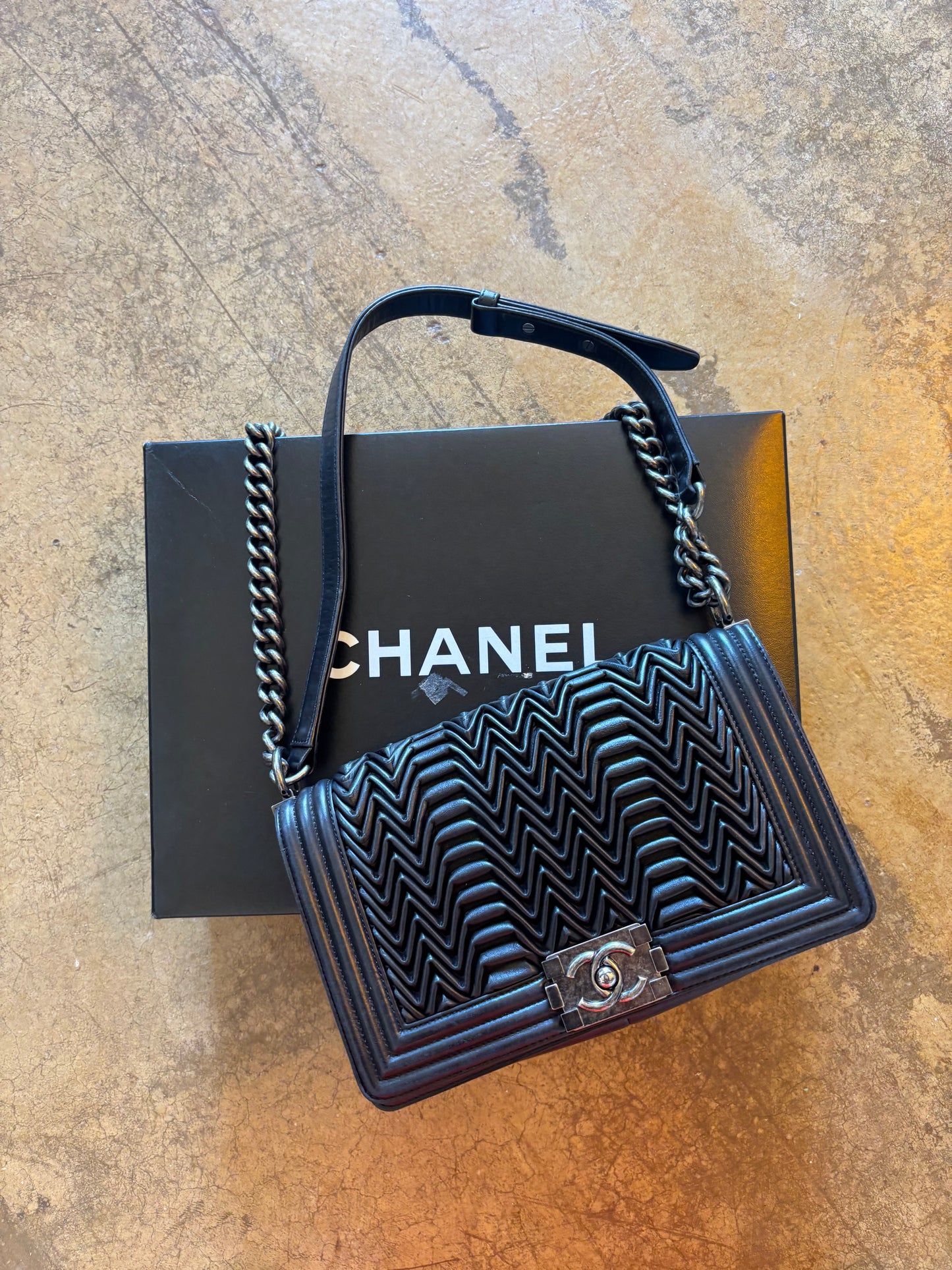 Chanel Pleated Lambs Leather Boy Bag