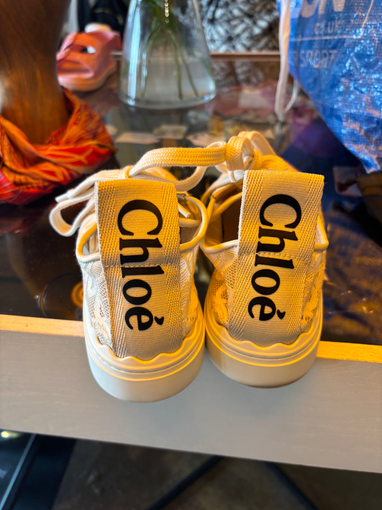 Chloe Cream Lace Trainers