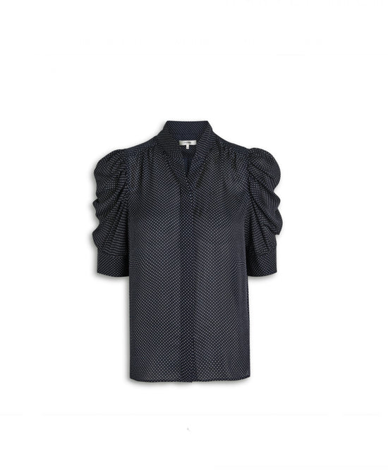 Frame Silk Polka Dot Top