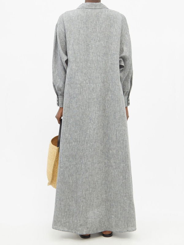 Asceno Organic linen Maxi Shirt Dress