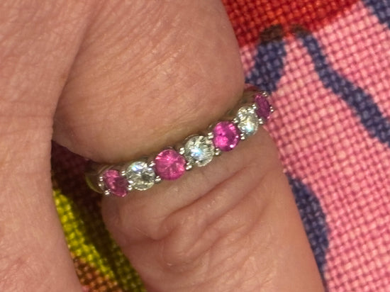 Tiffany & Co Platinum Diamond and Rubies Half Circle Ring