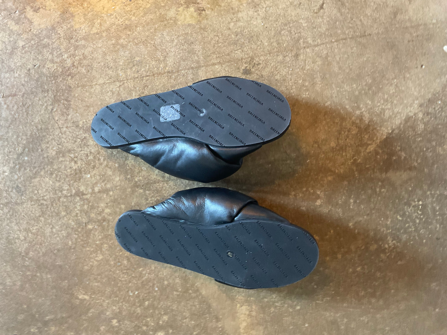 Balenciaga Black Leather Drapy Sandals
