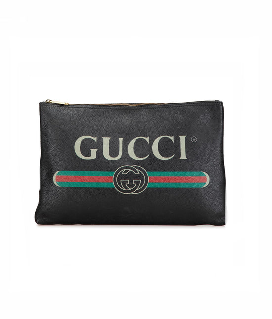 Gucci Leather Web Clutch