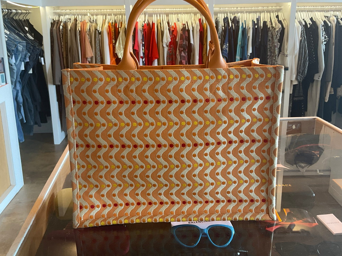 Sandro x Louis Barthelemy Orange Embroidered Kasbah Tote