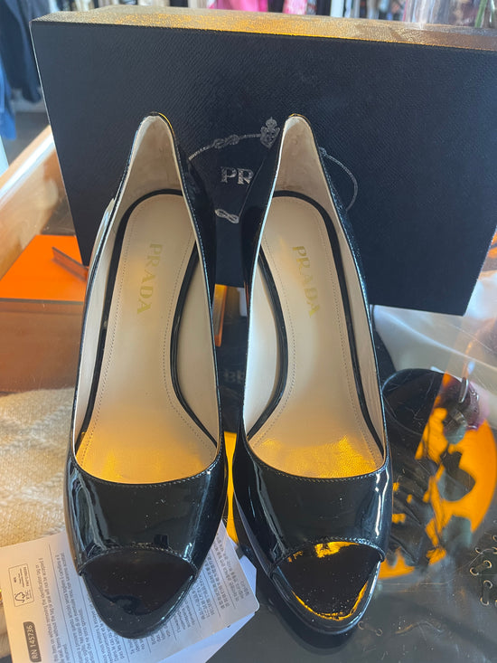 Prada Black Patent Heels - new in box